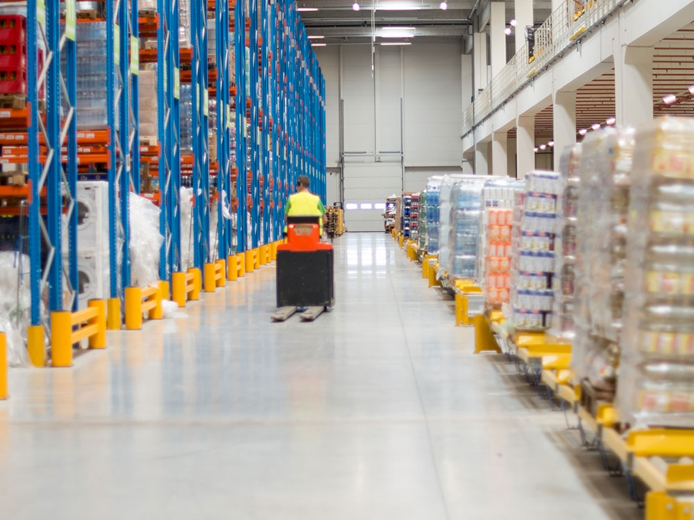 Large pallet racking and loading bay