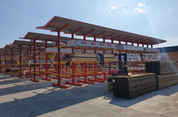 Kirkstall canopied cantilever racking storage in yard